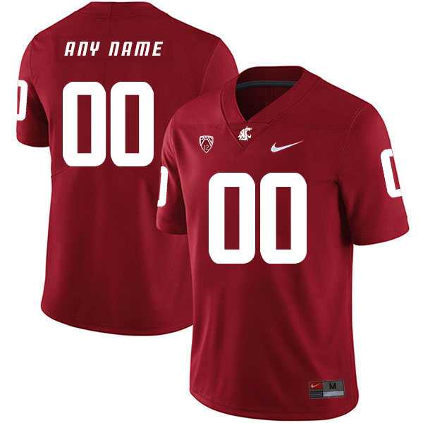 Mens Washington State Cougars Customized Red College Football Jersey->customized ncaa jersey->Custom Jersey